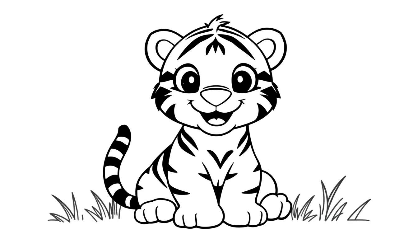 Un cachorro de tigre listo para colorear en una placa de color.