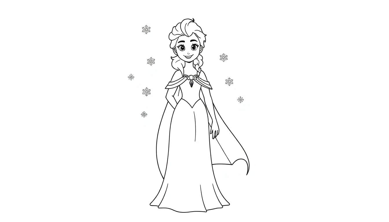 Placa de color de Elsa de Frozen, lista para colorear.