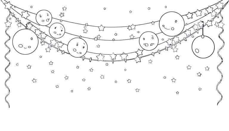 Placa de color con globos sonrientes y estrellas.