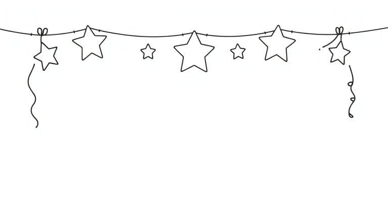 Página para colorear de guirnalda de estrellas festiva.
