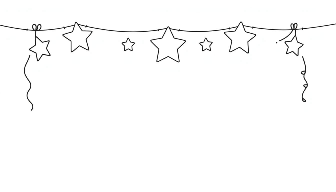Página para colorear de guirnalda de estrellas festiva.
