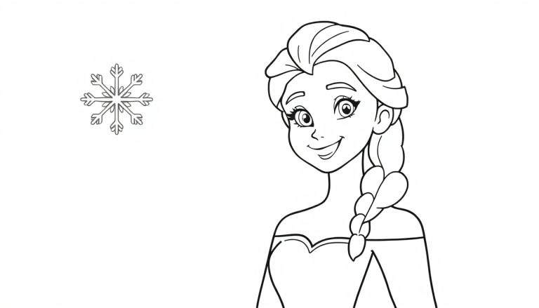 Placa de color lineal de Elsa de Frozen con un copo de nieve.