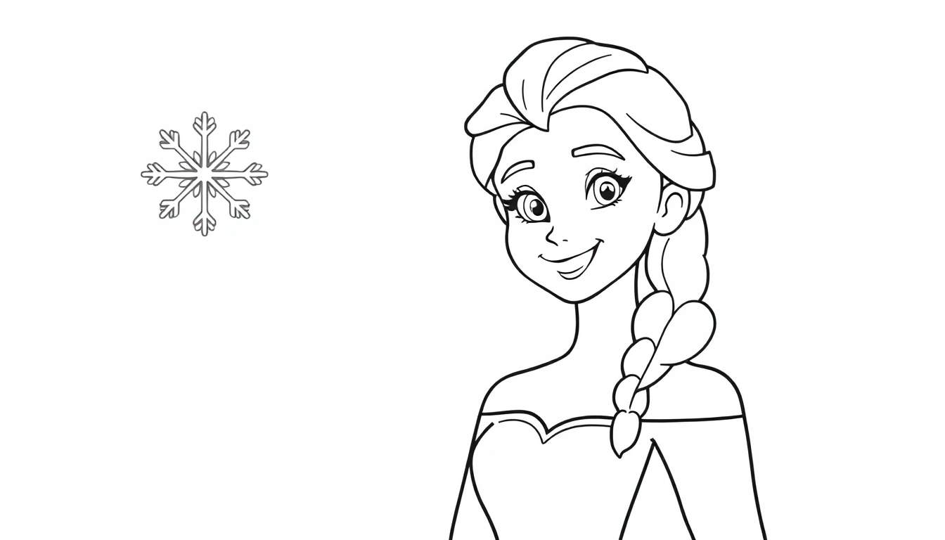 Placa de color lineal de Elsa de Frozen con un copo de nieve.