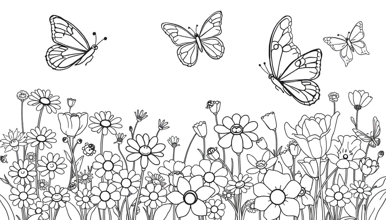 Placa de color de un mosaico de mariposas y flores.