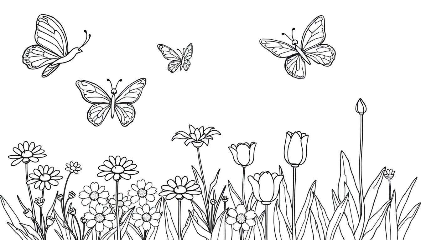 Placa de color de mariposas volando sobre flores.