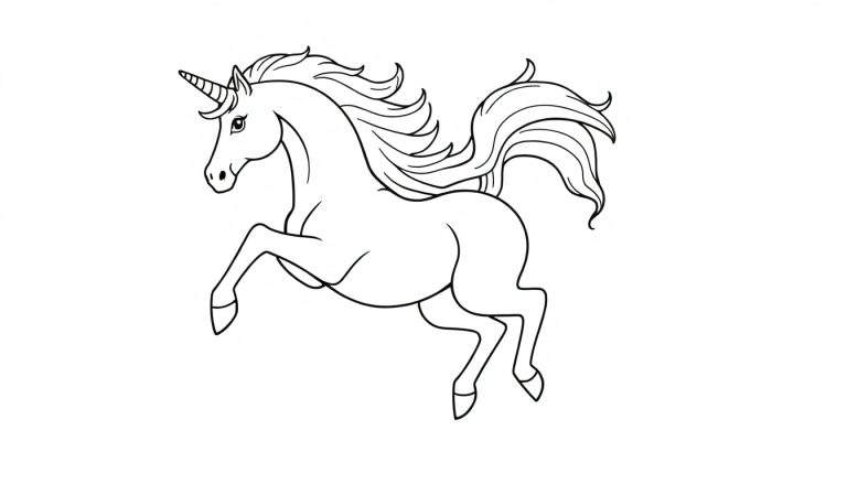Placa de color de un unicornio gimnasta saltando.