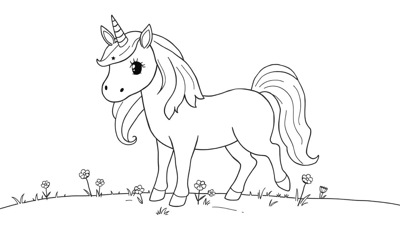 Unicornio amigable listo para colorear en una placa de color