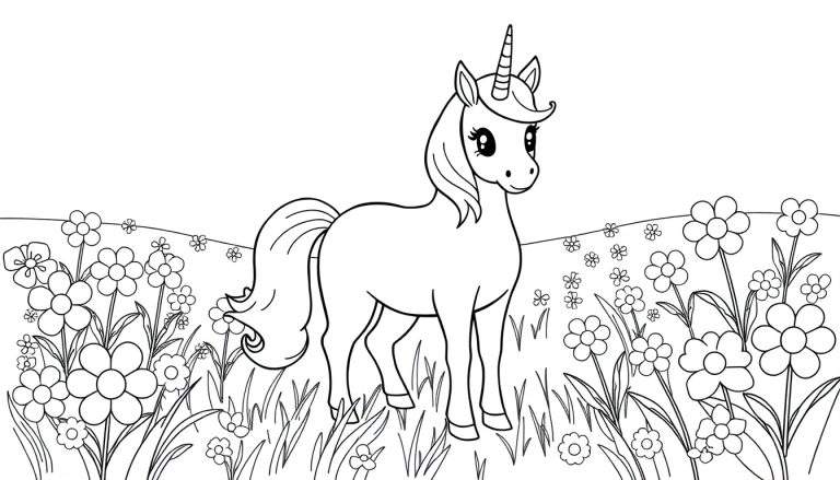 Unicornio listo para colorear en una placa de color.