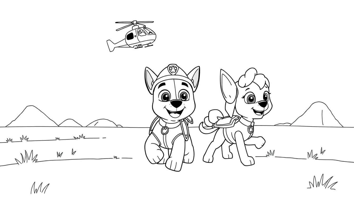 Placa de color de la Patrulla Canina con Marshall y Skye