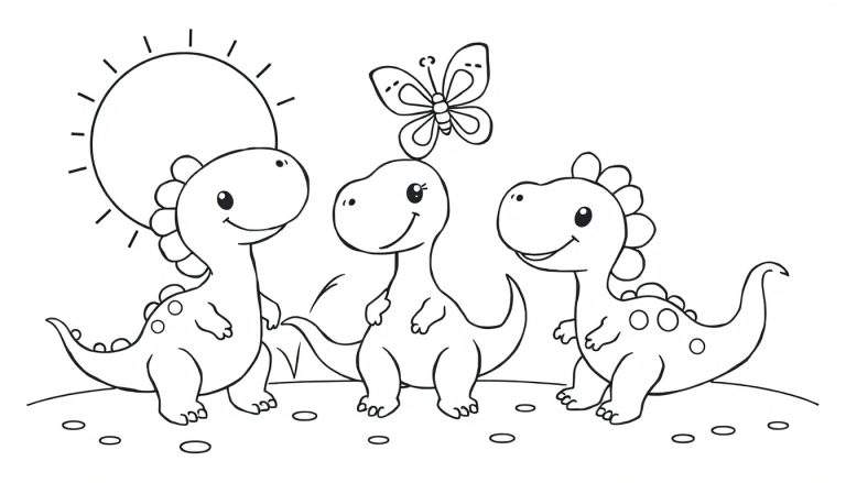 Placa de color de dinosaurios amigables para niños