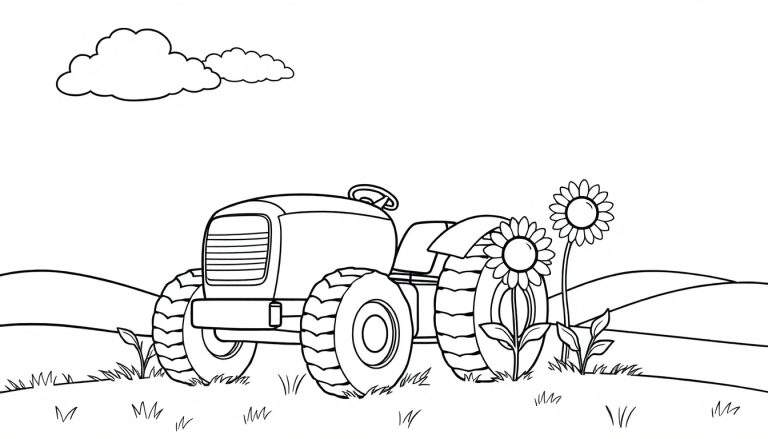Placa de color de un tractor amigable en un campo.