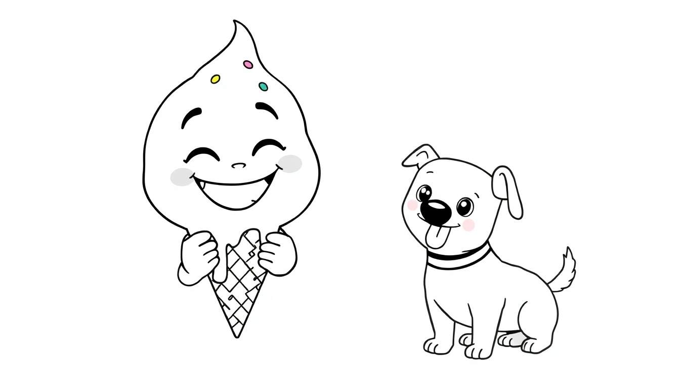 Placa de color: helado sonriente con perrito