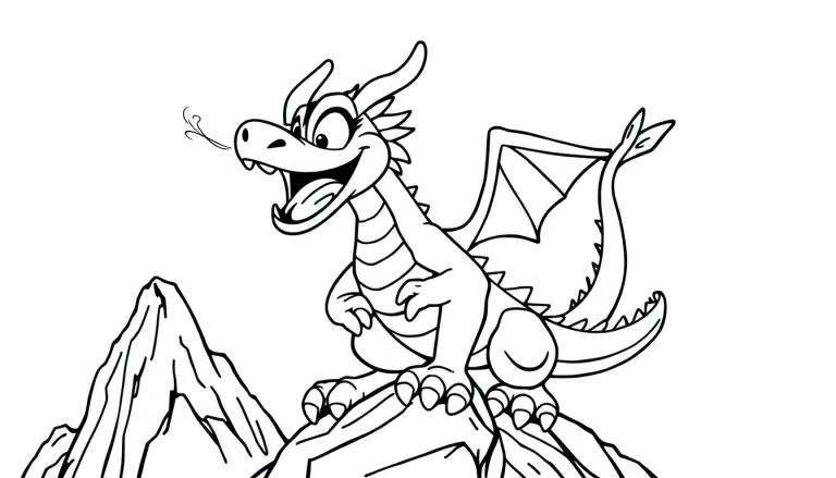 Placa de color de Mushu, el dragón guardián chino, de dibujos animados, sonriendo con la lengua fuera.