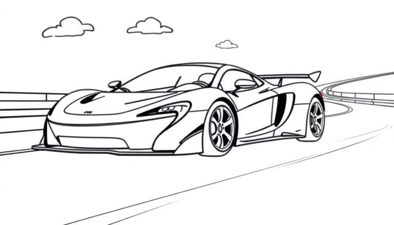 Placa de color de un coche de carreras McLaren sobre un circuito.