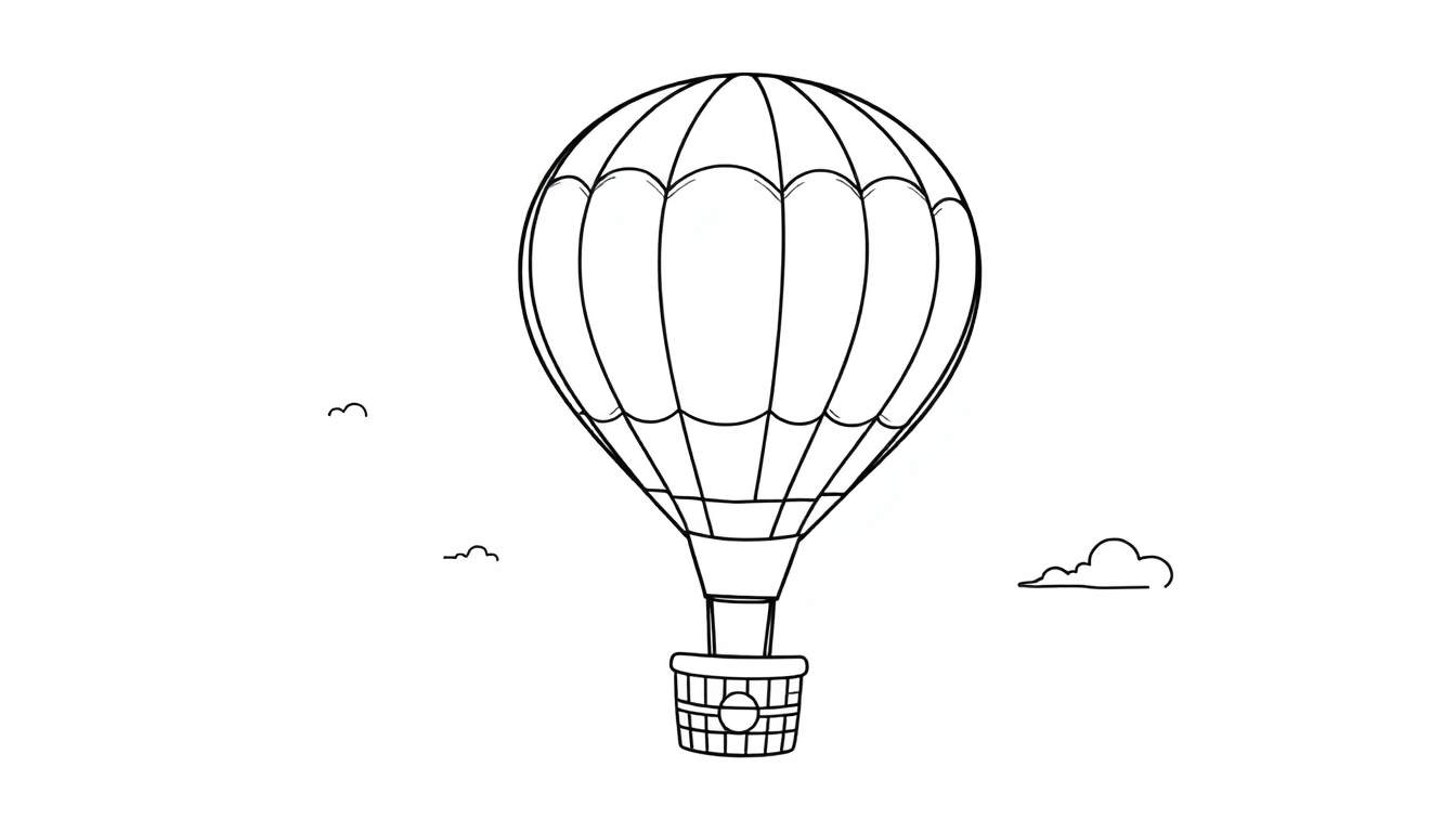 Globo aerostático amigable listo para colorear, una placa de color para la imaginación.