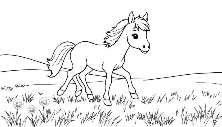 Un lindo caballo para colorear en una placa de color.
