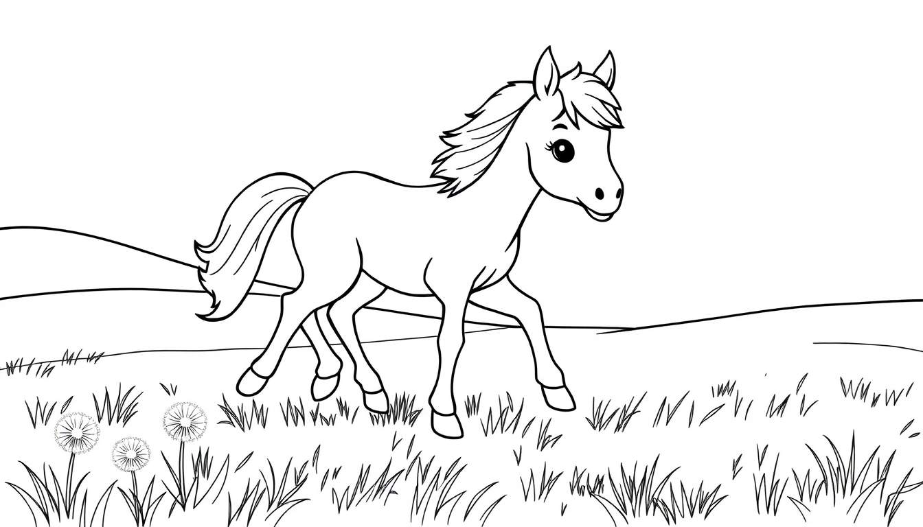 Un lindo caballo para colorear en una placa de color.