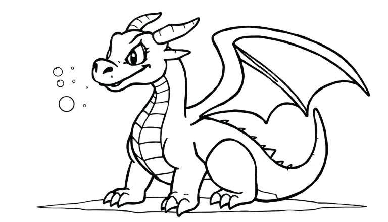 Un dragón de dibujos animados, Smaug, para colorear en una placa de color.