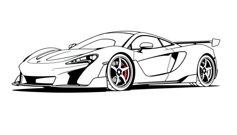 Placa de color de un coche deportivo McLaren listo para colorear.