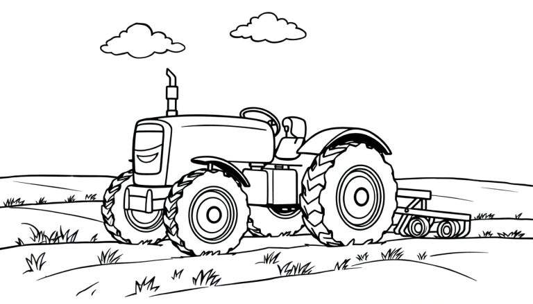 Placa de color de un tractor amigable en un campo.