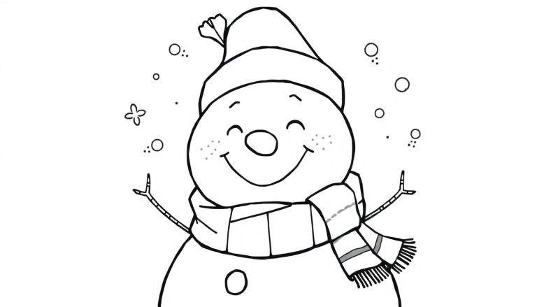 Placa de color de un muñeco de nieve para colorear