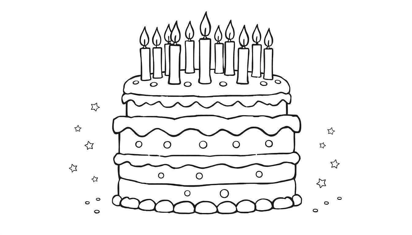 Placa de color de pastel de cumpleaños para colorear
