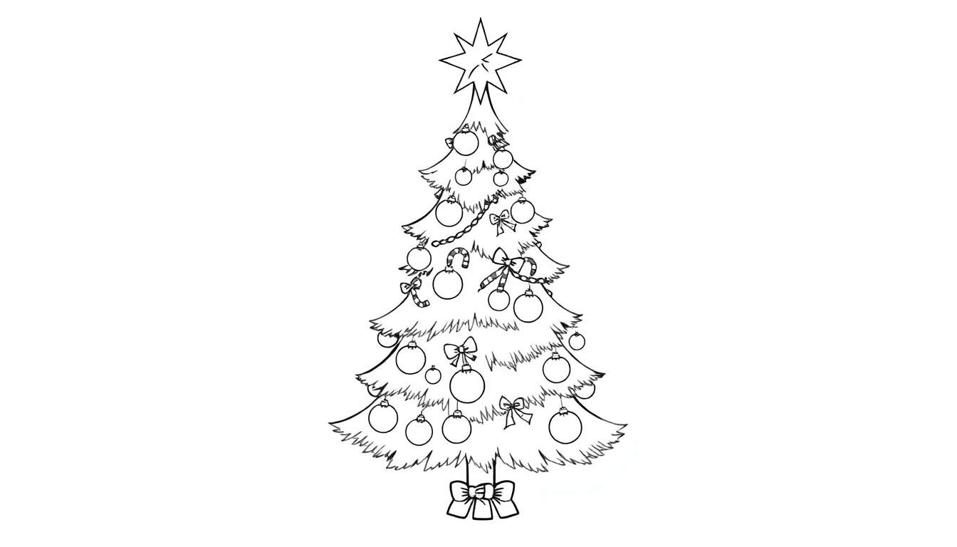 Un árbol de Navidad para colorear, listo para recibir su placa de color.