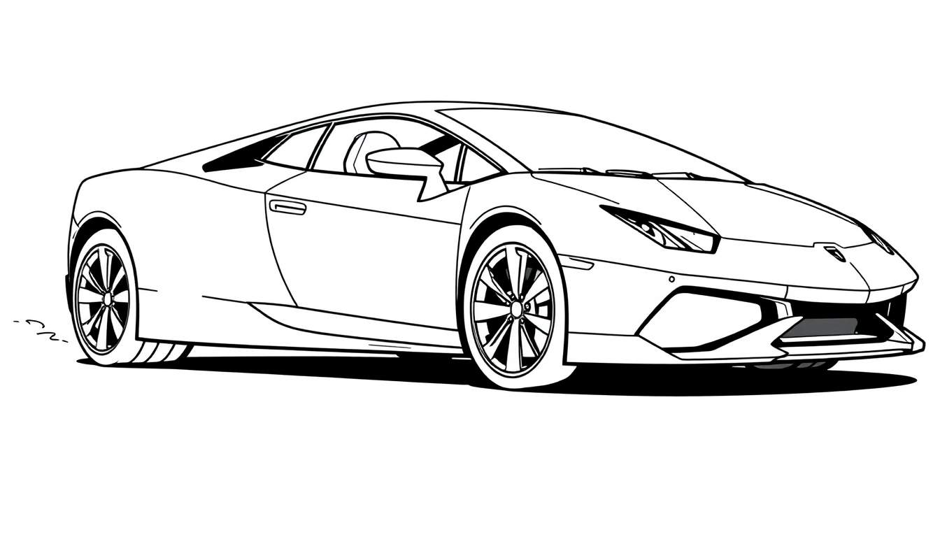 Placa de color de un coche deportivo Lamborghini lista para colorear.