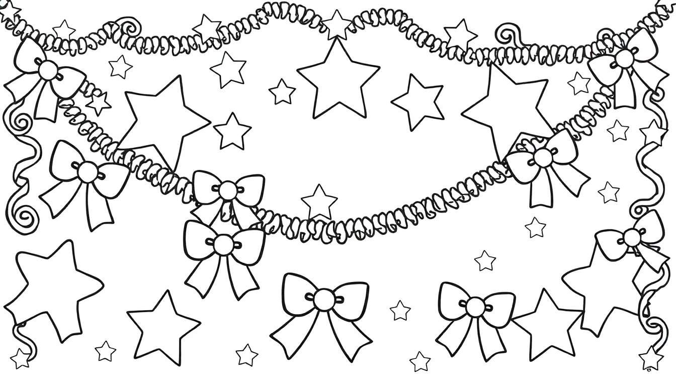 Placa de color con guirnaldas y estrellas.