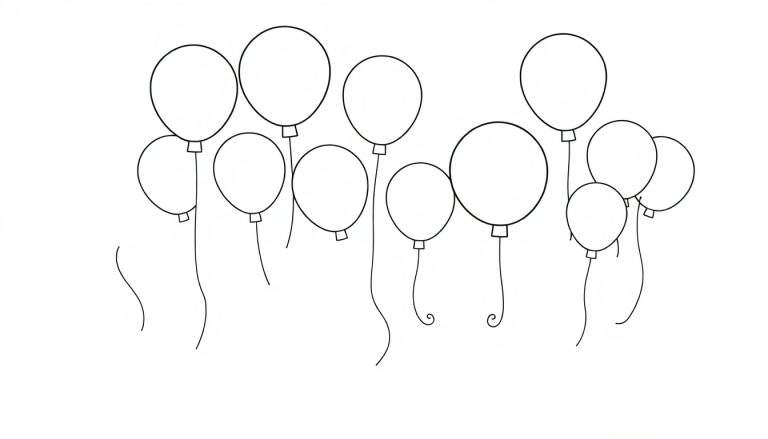 Placa de color con globos para colorear.