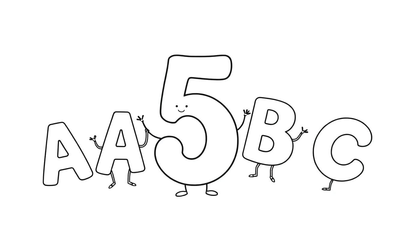 Placa de color con letras A, A, 5, B, C animadas.
