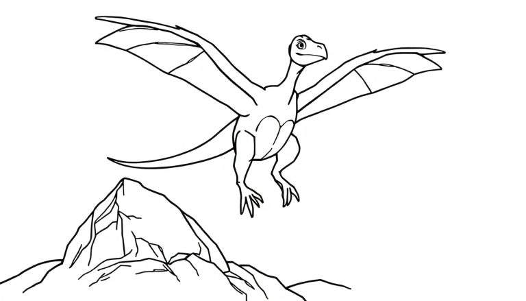 Pterodáctilo para colorear en la placa de color.
