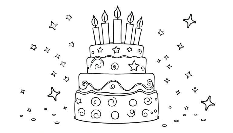 Placa de color de un pastel de cumpleaños con velas.