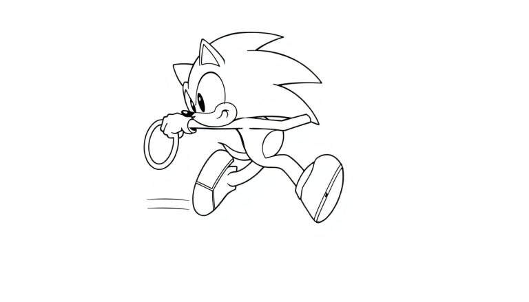 Placa de color de Sonic el Erizo corriendo.