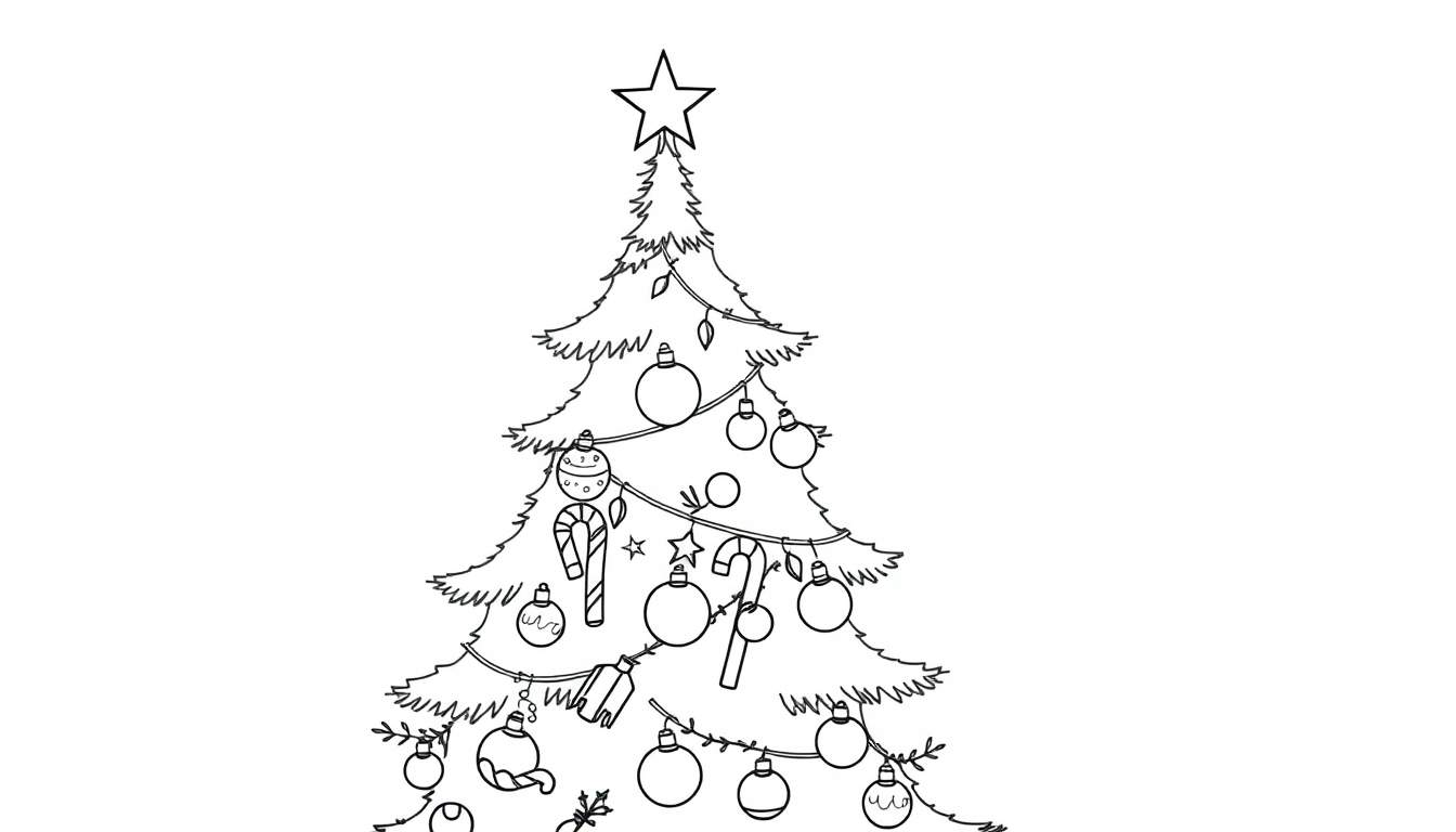 Placa de color de un árbol de Navidad lineal.